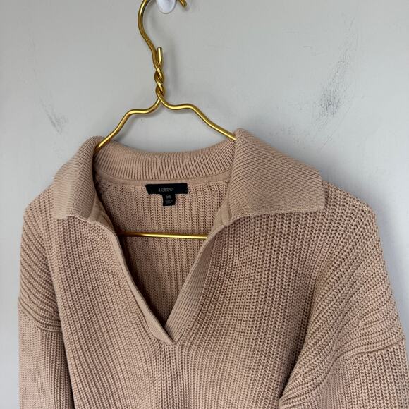 J. Crew Collared Cotton Boxy Beach Sweater in Tan Women's Size XS - Picture 3 of 7